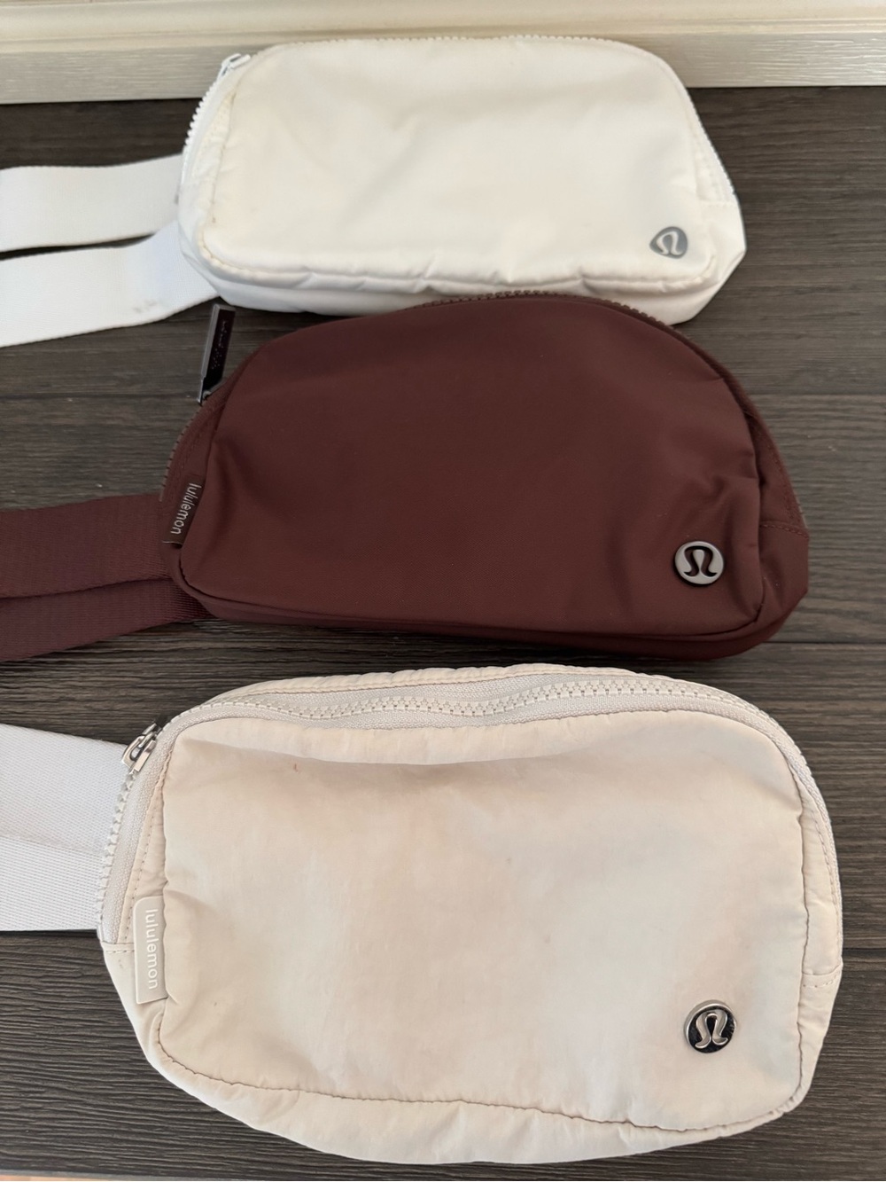 lululemon athletica Crossbody/ Waist Bag Trio — White, Cream & Brown